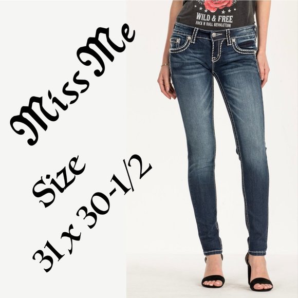 Jean Capri Miss Me Délavé Shred Fleur De Lis – Taille 24 X 20 – Coton/élasthanne – Bleu